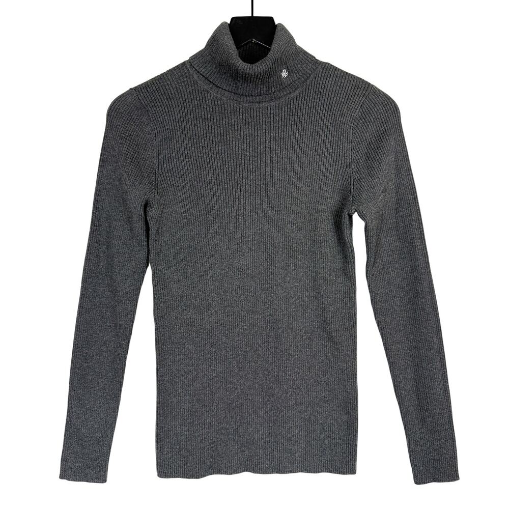 Lauren Ralph Lauren Turtleneck Ribbed Long Sleeve Sweater Gray - S